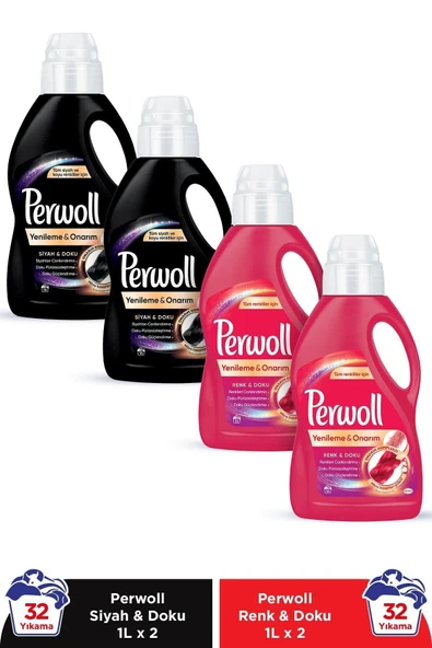 Hassas Bakım Sıvı Çamaşır Deterjanı 4x1l 2 Siyah + 2 Renkli Giysiler Için Yenileme&Onarım