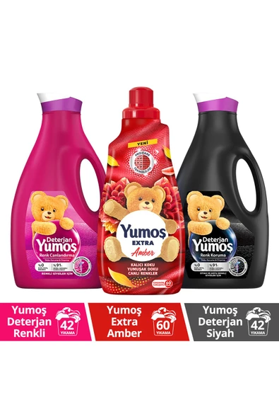 Yumoş Çamaşır Yumuşatıcısı Amber 1440ml Sıvı Deterjan Renk 2520ml Sıvı Deterjan Siyah 2520ml