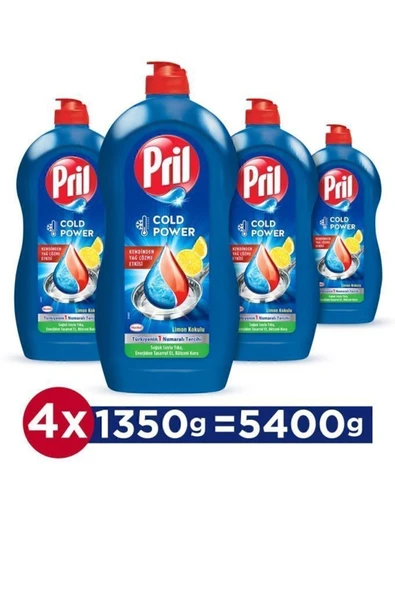 Pril Elde Yıkama Sıvı Bulaşık Deterjanı 4x1350g Limon 5 Etki - Kendinden Yağ Çözme Özelliği ürün görseli 1