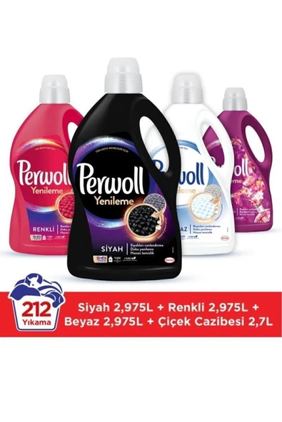 Sıvı Çamaşır Deterjanı Hassas 4x2.97L (195 Yıkama) – Siyah, Renkli ve Beyaz Çiçek Cazibesi