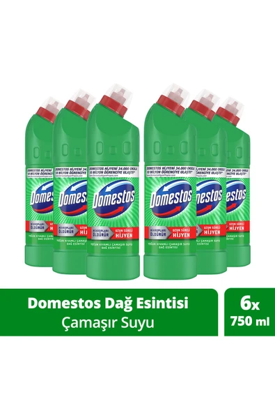 Yoğun Kıvamlı Çamaşır Suyu Dağ Esintisi Maksimum Hijyen 750 ml 6 Adet