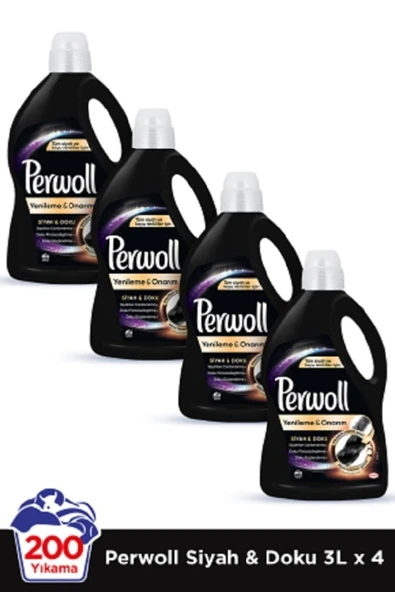 Perwoll Hassas Bakım Sıvı Çamaşır Deterjanı 4 X 3l  200 Yıkama  4 Siyah Giysiler İçin ürün görseli 1