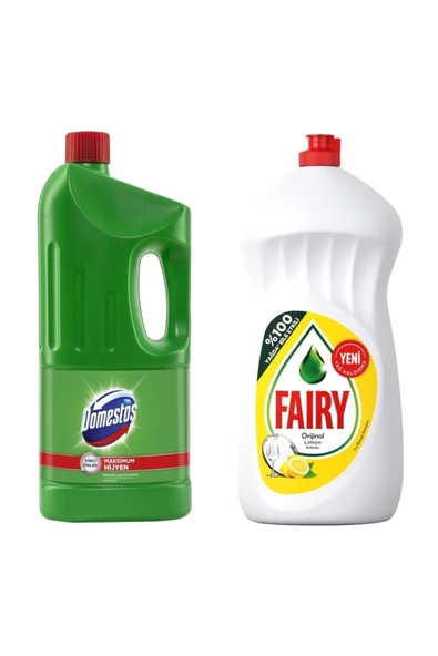 Çamaşır Suyu Dağ Esintisi 2 Litre + Fairy Bulaşık Deterjanı Limon 1350ml