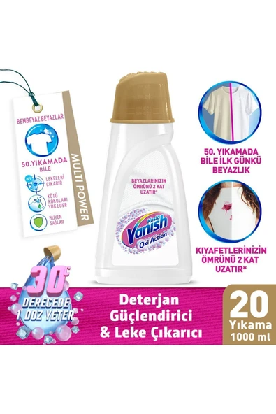 Vanish Multipower Sıvı Leke Çıkarıcı Ve Deterjan Güçlendirici 1000 ml Beyazlar Için - 2