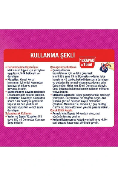 Çamaşır Suyu Pembe Güç 750 ml 6 Adet - Resim 3