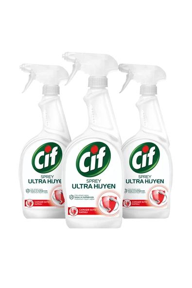 Sprey Temizleyici Her Yerde Ultra Hijyen Çamaşır Suyu Katkılı 750 ml 3 Adet
