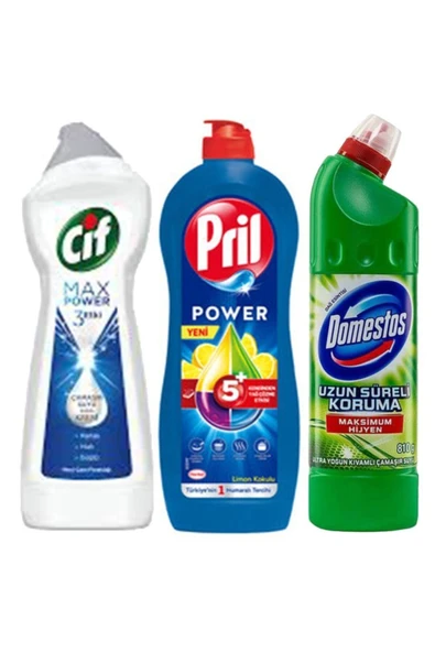 Cif Power Pril Limon Etkili 3'lü Temizlik Seti