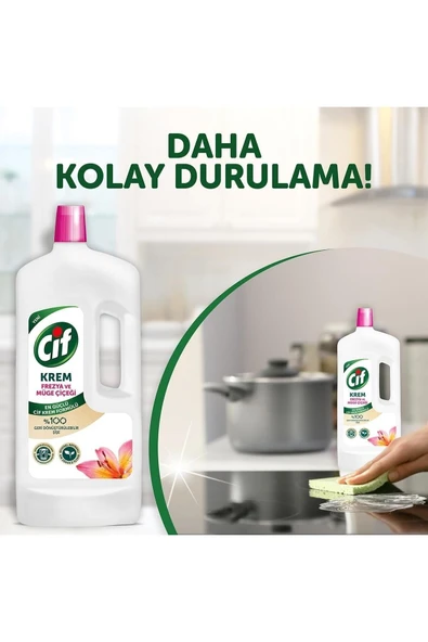 Krem Yüzey Temizleyici Mutfak Ve Banyo Için Frezya Ve Müge Çiçeği Kokulu 1500 ml 2 Adet - 6
