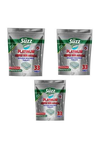 Süzz Platinium Bulaşık Tableti  3 x 99 Tablet
