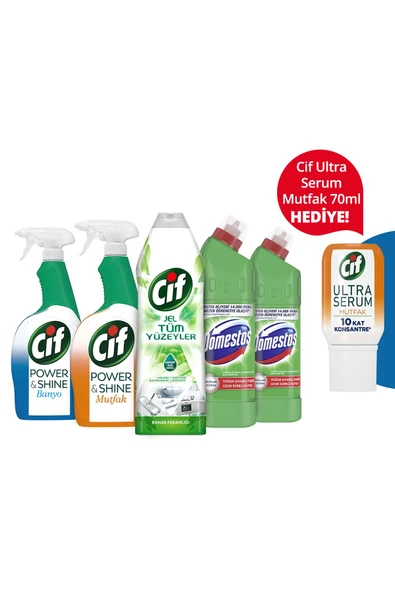 - Domestos Temizlik Paketi + Ultra Serum Mutfak Konsantre 70 Ml Hediye!
