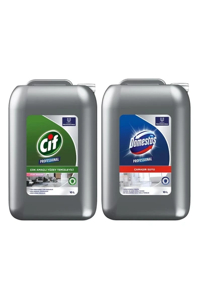 Domestos Professional Çamaşır Suyu 10 lt + Professional Çok Amaçlı Yüzey Temizleyici 10 lt