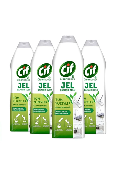 Tüm Yüzeyler Için Jel Yüzey Temizleyici Leke Çıkarıcı, Yağ Çözücü Bahar Ferahlığı 750 Mlx4 - 2