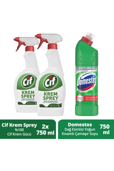 Krem Sprey %100 Krem Gücü 750 ml Domestos Çamaşır Suyu Dağ Esintisi Maksimum Hijyen 750 ml ürün görseli 1
