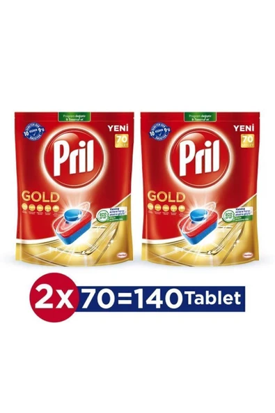 Gold 140 Yıkama Bulaşık Tableti (2x70 Paket) + Makine Kokusu Hediye