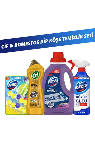 Cif Gold 750ml Domestos Köpük Domestos Yüzey Temizleyici Bahar WC Blok Limon Dip Köşe Temizlik Seti