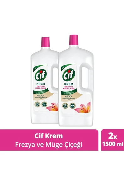 Krem Yüzey Temizleyici Mutfak Ve Banyo Için Frezya Ve Müge Çiçeği Kokulu 1500 ml 2 Adet