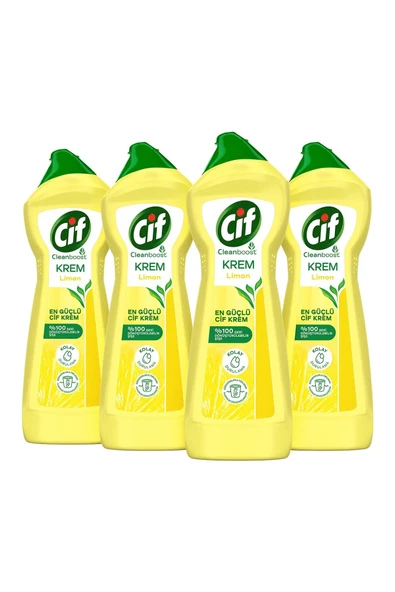 Krem Yüzey Temizleyici Limon Kokulu Klor Boya Fosfat Paraben Içermez 750 Ml 4 Adet - 2