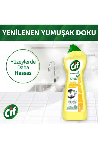 Krem Yüzey Temizleyici Limon Kokulu Klor Boya Fosfat Paraben Içermez 750 ml 4 Adet - 5