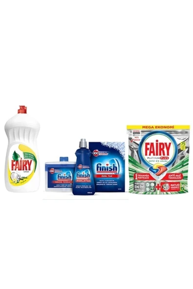Fairy 75'li Platinum Plus + Fairy Sıvı 1350 ml  + Finish Makine Koruyucu 3’lü Set ürün görseli 1