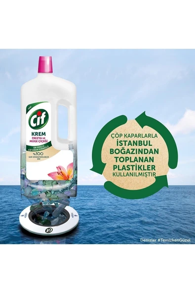 Krem Yüzey Temizleyici Mutfak Ve Banyo Için Frezya Ve Müge Çiçeği Kokulu 1500 ml 2 Adet - 4