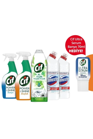 - Domestos Temizlik Paketi + Ultra Serum Banyo Konsantre 70 Ml Hediye!
