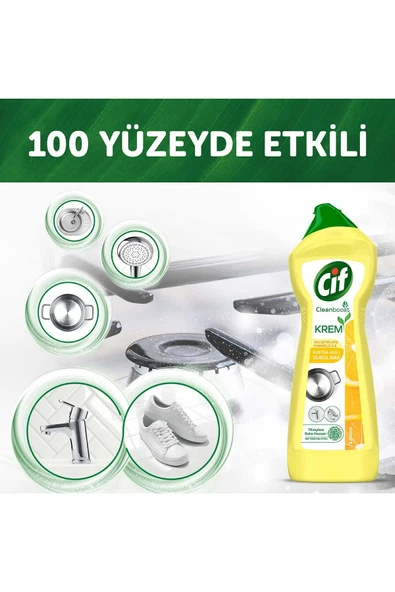 Krem Yüzey Temizleyici Limon Kokulu Klor Boya Fosfat Paraben Içermez 750 ml 4 Adet - 6