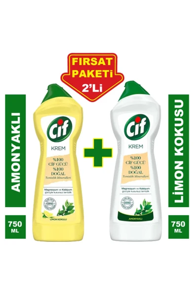 Krem Amonyaklı Yüzey Temizleyici 750 ml + Limon Kokulu Temizleyici 750 ml Cpck - 2