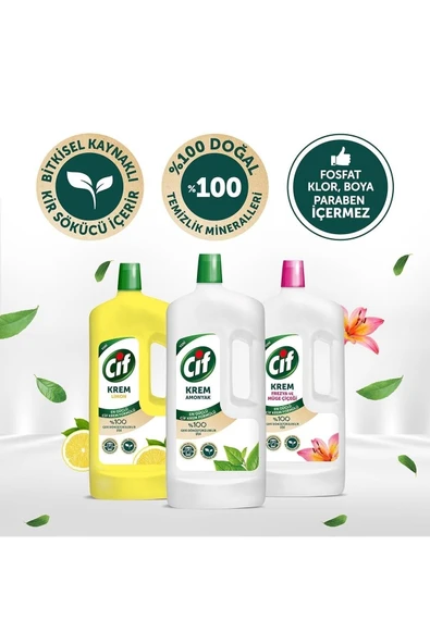 Krem Yüzey Temizleyici Mutfak Ve Banyo Için Frezya Ve Müge Çiçeği Kokulu 1500 ml 2 Adet - 7