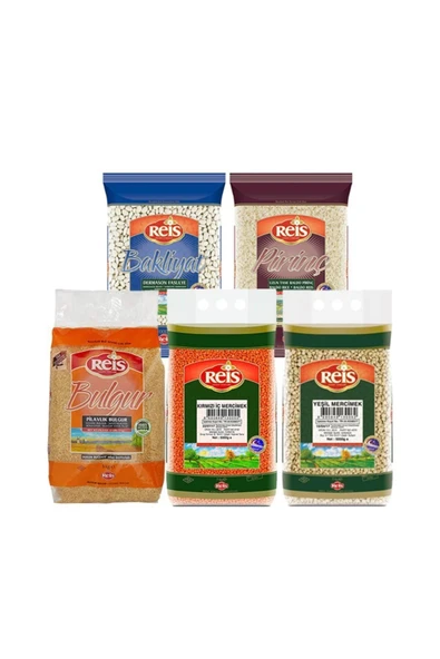 Reis Baldo Pirinç, Fasulye, Kırmızı Ve Yeşil Mercimek, Bulgur 5 Kg