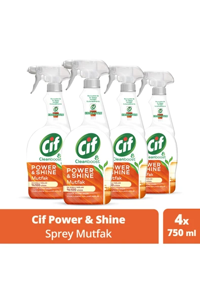 Sprey Temizleyici Power Ve Shine Mutfak Zorlu Yağları %100 Çözer 750ml 4adet