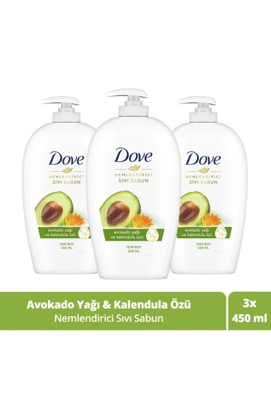 Nemlendirici Sıvı Sabun Avokado Yağı Ve Kalendula Özü 450 ml X3 Adet