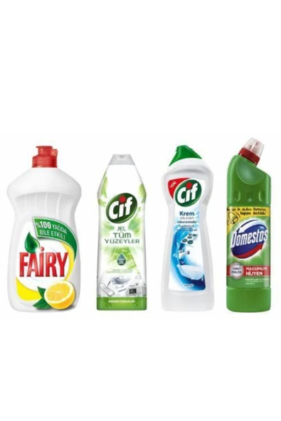 Fairy Sıvı Bulaşık Deterjanı Limonl 1350 ml  Domestos 750 ml Amonyak 750 gr  Tüm Yüzeyler 750 gr