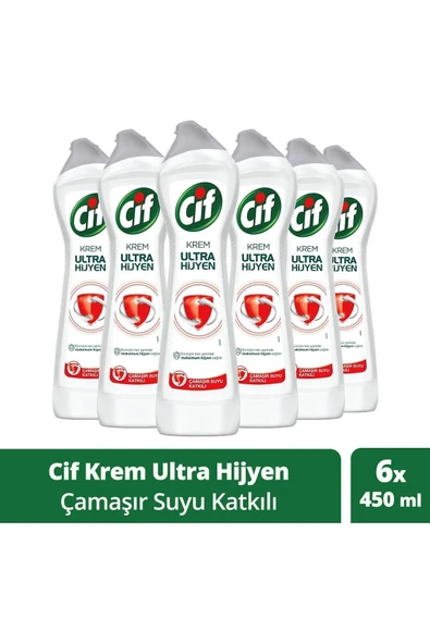Krem Yüzey Temizleyici Çamaşır Suyu Katkılı Ultra Hijyen 450 ml 6adet ürün görseli 1