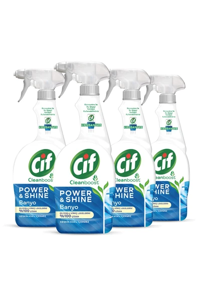 Power And Shine Sprey Yüzey Temizleyici Banyo Kireç Ve Sabun Kirlerini %100 Çözer 750 ml X4