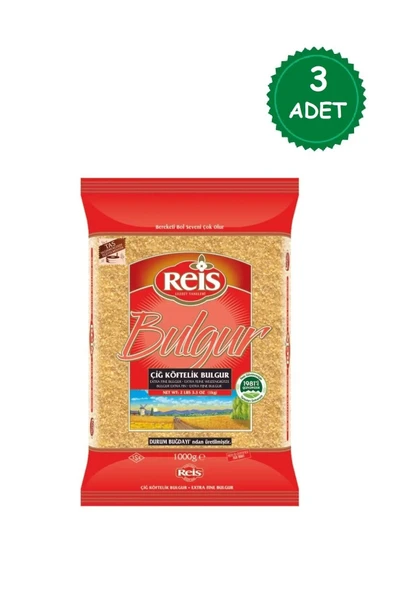 Reis Çiğ köftelik Bulgur 1 kg X 3 Adet