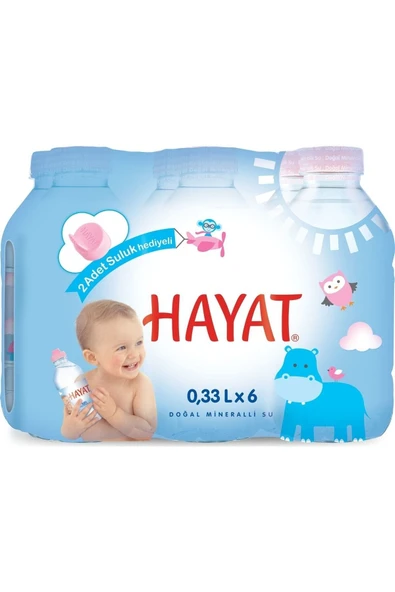 hayat bebek suyu 6 X 0.33l Doğal Mineralli Bebek Su + 2 Adet Suluk Aparatı
