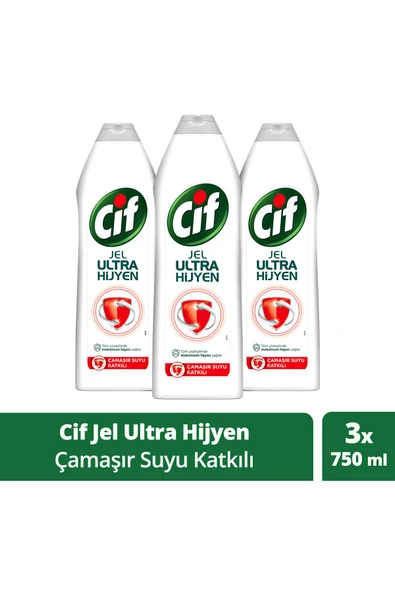 Jel Ultra Hijyen Tüm Yüzeyler Için Çamaşır Suyu Katkılı 750 Mlx3