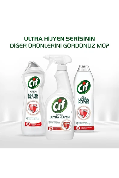 Krem Yüzey Temizleyici Çamaşır Suyu Katkılı Ultra Hijyen 450 ml 6adet - Resim 3