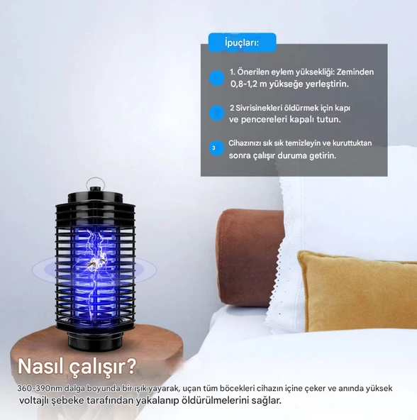 Sivrisinek Engelleyici Kesin Çözüm Haşere Yok Edici Gece Lambası Otel Odası Ofis Ev Dükkan Kurtarma - 4