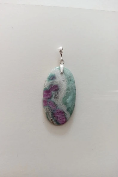 Ruby In Fuchsite Yakutlu Fuksit Kolye Ucu Gümüş Malzemeli 510-4