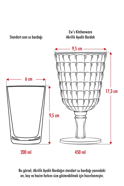 Allegra Füme Kadeh Bardak - 450 ml Tekli Akrilik Malzeme - Cam Değildir Kırılmaya Dayanıklı - 4