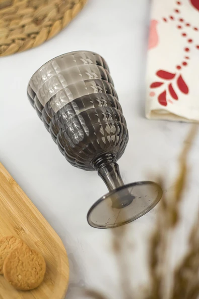 Allegra Füme Kadeh Bardak - 450 ml Tekli Akrilik Malzeme - Cam Değildir Kırılmaya Dayanıklı - 3