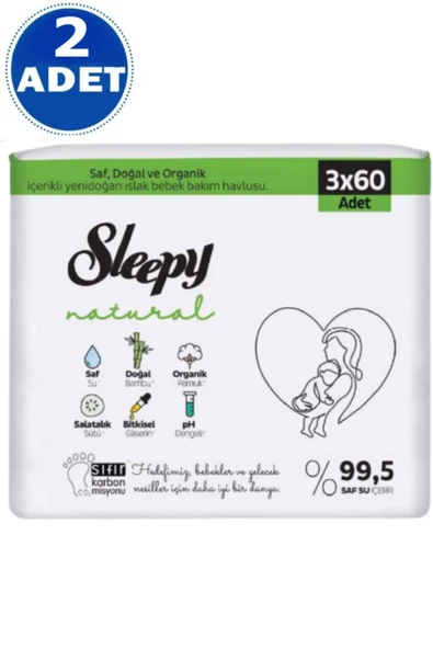 Sleepy Natural Bebek Havlusu ıslak mendil  6x60