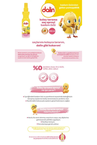 Dalin Kolay Tarama Spreyi Badem Yağlı 200 ml - 6