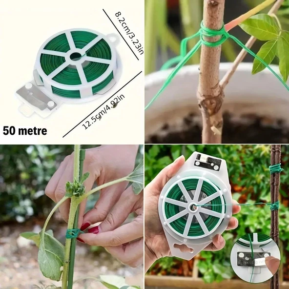 Derin Stok® 50 Metre Kendiliğinden Kesici Bıçaklı Bitki Saksı Kablo Sabitleme Teli - 5
