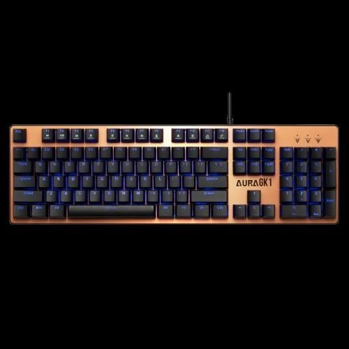 GAMDIAS AURA GK1, USB Kablolu, İngilizce,  Çok Renkli Arka Aydınlatma, Red Mekanik Switch, Bronze Edition, Gaming Klavye