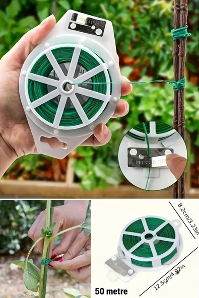 Derin Stok® 50 Metre Kendiliğinden Kesici Bıçaklı Bitki Saksı Kablo Sabitleme Teli - 10