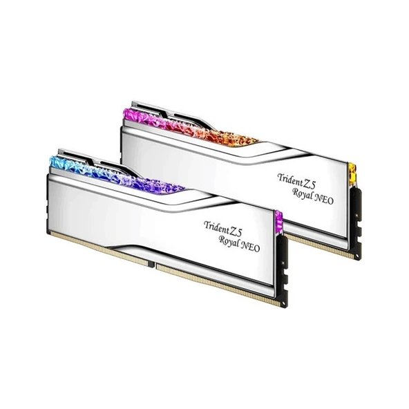 GSKILL 32GB (2X 16GB) DDR5 8000MHZ CL38 RGB DUAL KIT PC RAM TRIDENT Z5 ROYAL NEO SILVER F5-8000J3848H16GX2-TR5NS - Resim 2