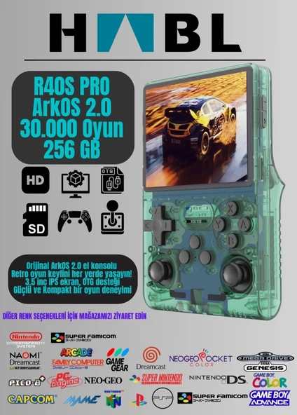 R40s Pro Oyun Konsolu El Atarisi Arkos 2.0 İşletim Sistemi 256 Gb Hafıza 30.000 Oyun 3.5 Inch Ips Ekran