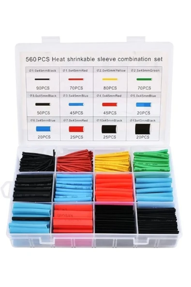 Derin Stok® 560 Parça Isıyla Daralan Makaron Kablo Koruyucu Kılıf Makaron Kablo Yalıtım Makaron Seti - 7